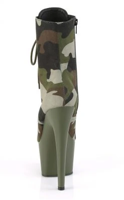 Pleaser ADORE-1020 Green/Olive Camo Ankle Boots Pole Shoes