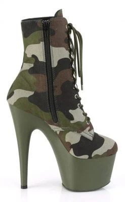 Pleaser ADORE-1020 Green/Olive Camo Ankle Boots Pole Shoes