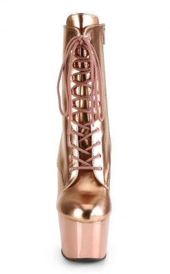 Pleaser Pole Shoes ADORE-1020 Rose Gold Metallic Ankle Boots