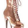 Pleaser Pole Shoes ADORE-1020 Rose Gold Metallic Ankle Boots
