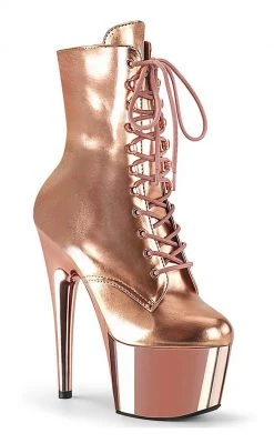 Pleaser Pole Shoes ADORE-1020 Rose Gold Metallic Ankle Boots