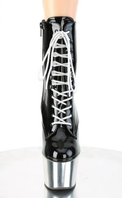 Pleaser ADORE-1020 Silver Chrome/Black Boots Pole Shoes