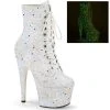 Pleaser ADORE-1020 White Glitter Boots