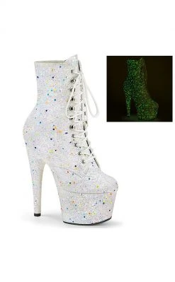 Pleaser ADORE-1020 White Glitter Boots