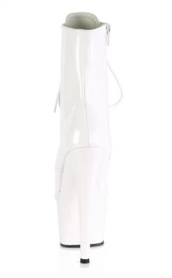 Pleaser ADORE-1020 White Patent Ankle Boots Pole Shoes