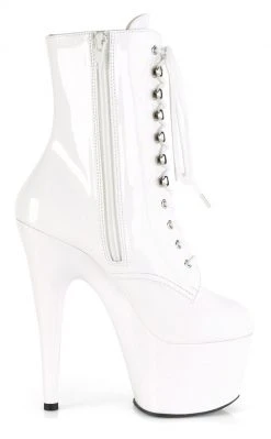 Pleaser ADORE-1020 White Patent Ankle Boots Pole Shoes