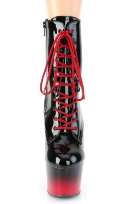 Pleaser Pole Shoes ADORE-1020BR-H Black/Red Patent Ombre Boots