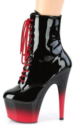 Pleaser Pole Shoes ADORE-1020BR-H Black/Red Patent Ombre Boots