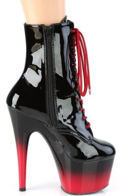 Pleaser Pole Shoes ADORE-1020BR-H Black/Red Patent Ombre Boots