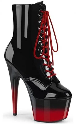 Pleaser Pole Shoes ADORE-1020BR-H Black/Red Patent Ombre Boots