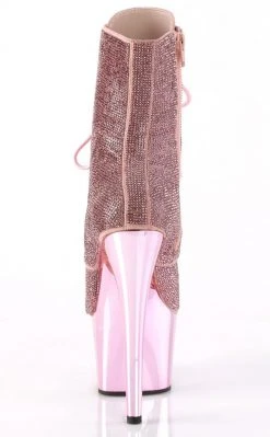 Pleaser Pole Shoes ADORE-1020CHRS Baby Pink Chrome Rhinestone Ankle Boots