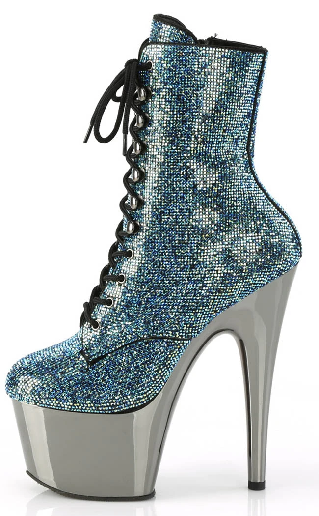 Pleaser ADORE-1020CHRS Turquoise Rhinestone/Pewter Chrome Ankle Boots Pole Shoes 5 Pleaser ADORE-1020CHRS Turquoise Rhinestone/Pewter Chrome Ankle Boots Pole Shoes
