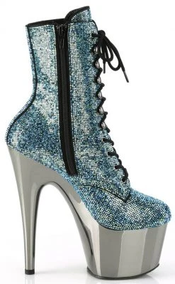 Pleaser ADORE-1020CHRS Turquoise Rhinestone/Pewter Chrome Ankle Boots Pole Shoes 11 Pleaser ADORE-1020CHRS Turquoise Rhinestone/Pewter Chrome Ankle Boots Pole Shoes