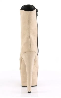 Pleaser ADORE-1020FS Beige Faux Suede Ankle Boots
