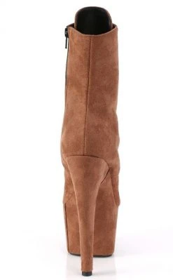 Pleaser ADORE-1020FS Camel Faux Suede Ankle Boots