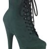 Pleaser ADORE-1020FS Emerald Green Faux Suede Ankle Boots
