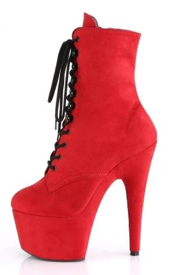 Pleaser ADORE-1020FS Red Faux Suede Ankle Boots Pole Shoes