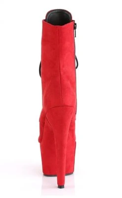 Pleaser ADORE-1020FS Red Faux Suede Ankle Boots Pole Shoes