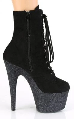 Pleaser ADORE-1020FSMG Black Faux Suede Multi Glitter Boots