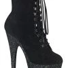 Pleaser ADORE-1020FSMG Black Faux Suede Multi Glitter Boots