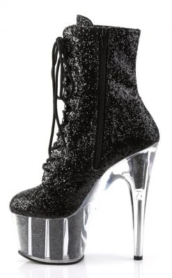 Pleaser ADORE-1020G Black Glitter Ankle Boots Pole Shoes