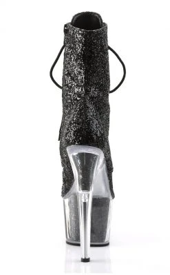 Pleaser ADORE-1020G Black Glitter Ankle Boots Pole Shoes