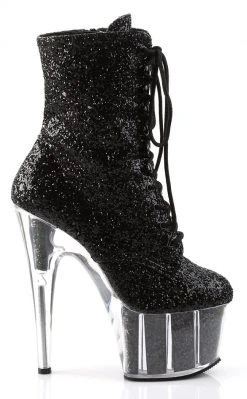 Pleaser ADORE-1020G Black Glitter Ankle Boots Pole Shoes