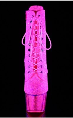 Pleaser ADORE-1020G Neon Pink Glitter Ankle Boots