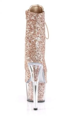 Pleaser ADORE-1020G Rose Gold Glitter Ankle Boots Pole Shoes