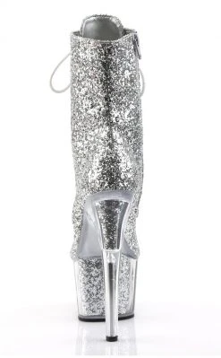 Pleaser ADORE-1020G Silver Glitter Ankle Boots Pole Shoes