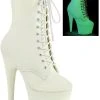 Pleaser ADORE-1020GD White Glow In The Dark Boots