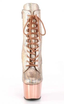Pleaser ADORE-1020HM Rose Holo Metallic Chrome Boots Pole Shoes