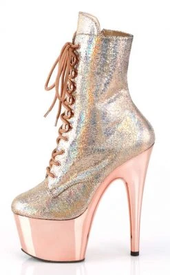 Pleaser ADORE-1020HM Rose Holo Metallic Chrome Boots Pole Shoes