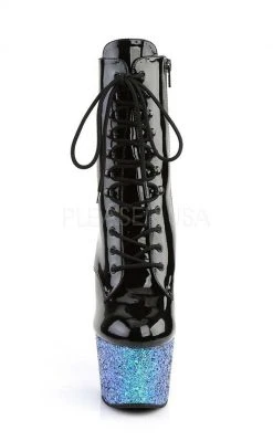 Pleaser ADORE-1020LG Black Blue Multi Glitter Ankle Boots Pole Shoes