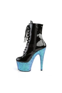 Pleaser ADORE-1020LG Black Blue Multi Glitter Ankle Boots Pole Shoes