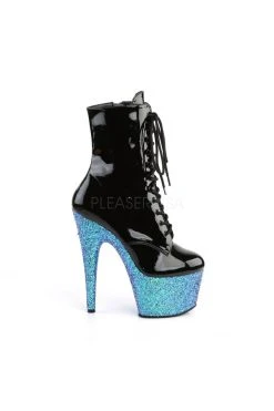 Pleaser ADORE-1020LG Black Blue Multi Glitter Ankle Boots Pole Shoes