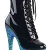 Pleaser ADORE-1020LG Black Blue Multi Glitter Ankle Boots Pole Shoes