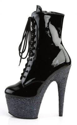 Pleaser ADORE-1020LG Black Multi Glitter Ankle Boots