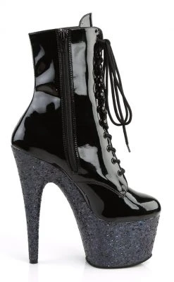 Pleaser ADORE-1020LG Black Multi Glitter Ankle Boots