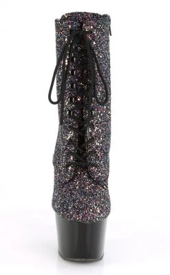 Pleaser ADORE-1020LG Purple Multi Glitter Ankle Boots Pole Shoes