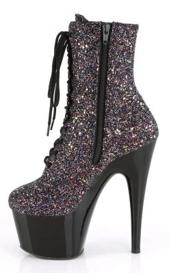 Pleaser ADORE-1020LG Purple Multi Glitter Ankle Boots Pole Shoes
