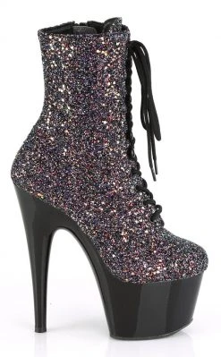 Pleaser ADORE-1020LG Purple Multi Glitter Ankle Boots Pole Shoes