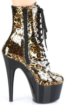 Pleaser Pole Shoes ADORE-1020LP Gold Metallic Leopard Ankle Boots