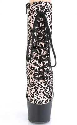 Pleaser ADORE-1020LP Light Pink Metallic Leopard Ankle Boots