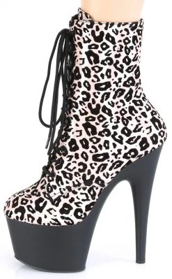 Pleaser ADORE-1020LP Light Pink Metallic Leopard Ankle Boots