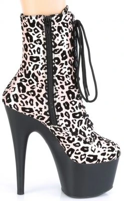 Pleaser ADORE-1020LP Light Pink Metallic Leopard Ankle Boots