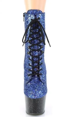Pleaser ADORE-1020MG Blue Multi Glitter/Black Boots