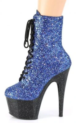 Pleaser ADORE-1020MG Blue Multi Glitter/Black Boots