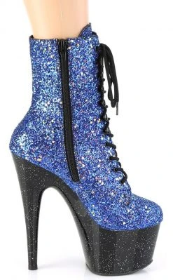 Pleaser ADORE-1020MG Blue Multi Glitter/Black Boots