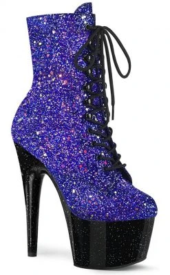 Pleaser ADORE-1020MG Blue Multi Glitter/Black Boots